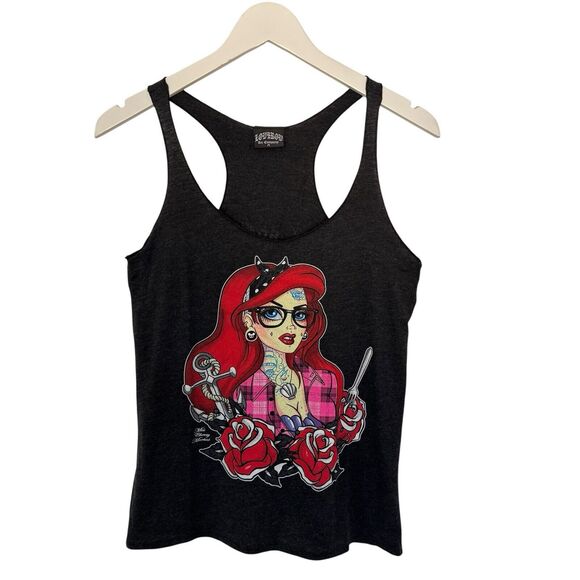 Low Brow Art Co. Miss Cherry Martini Racer Back Tank Top Mod Pin Up Altered Med - Picture 1 of 12